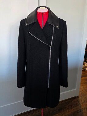 Club Monaco Italian Wool and Leather coat